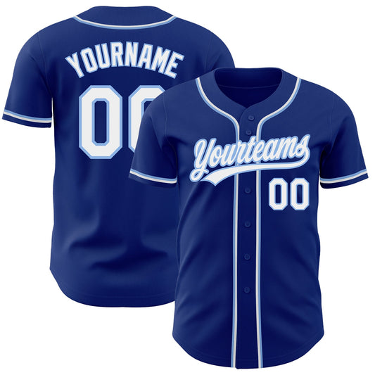 Custom Royal White-Light Blue Authentic Baseball Jersey - Sky-Custom