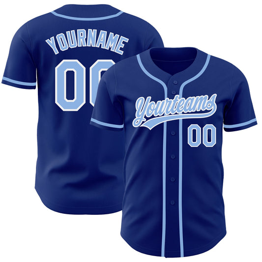 Custom Royal Light Blue-White Authentic Baseball Jersey - Sky-Custom
