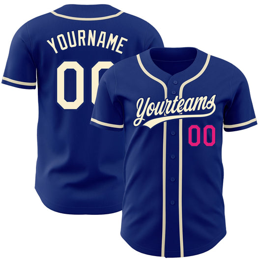 Custom Royal Cream-Hot Pink Authentic Baseball Jersey - Sky-Custom