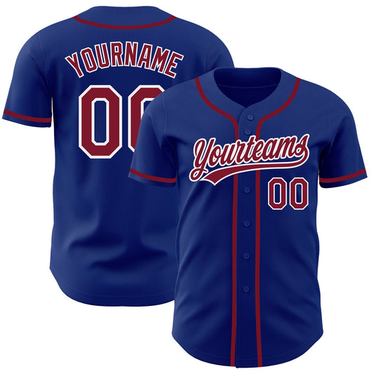 Custom Royal Crimson-White Authentic Baseball Jersey - Sky-Custom