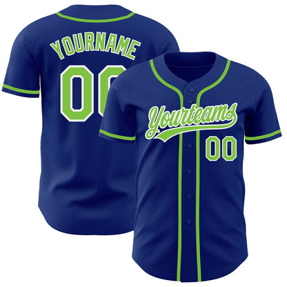 Custom Royal Neon Green-White Authentic Baseball Jersey - Sky-Custom