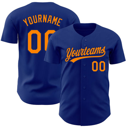 Custom Royal Bay Orange Authentic Baseball Jersey - Sky-Custom