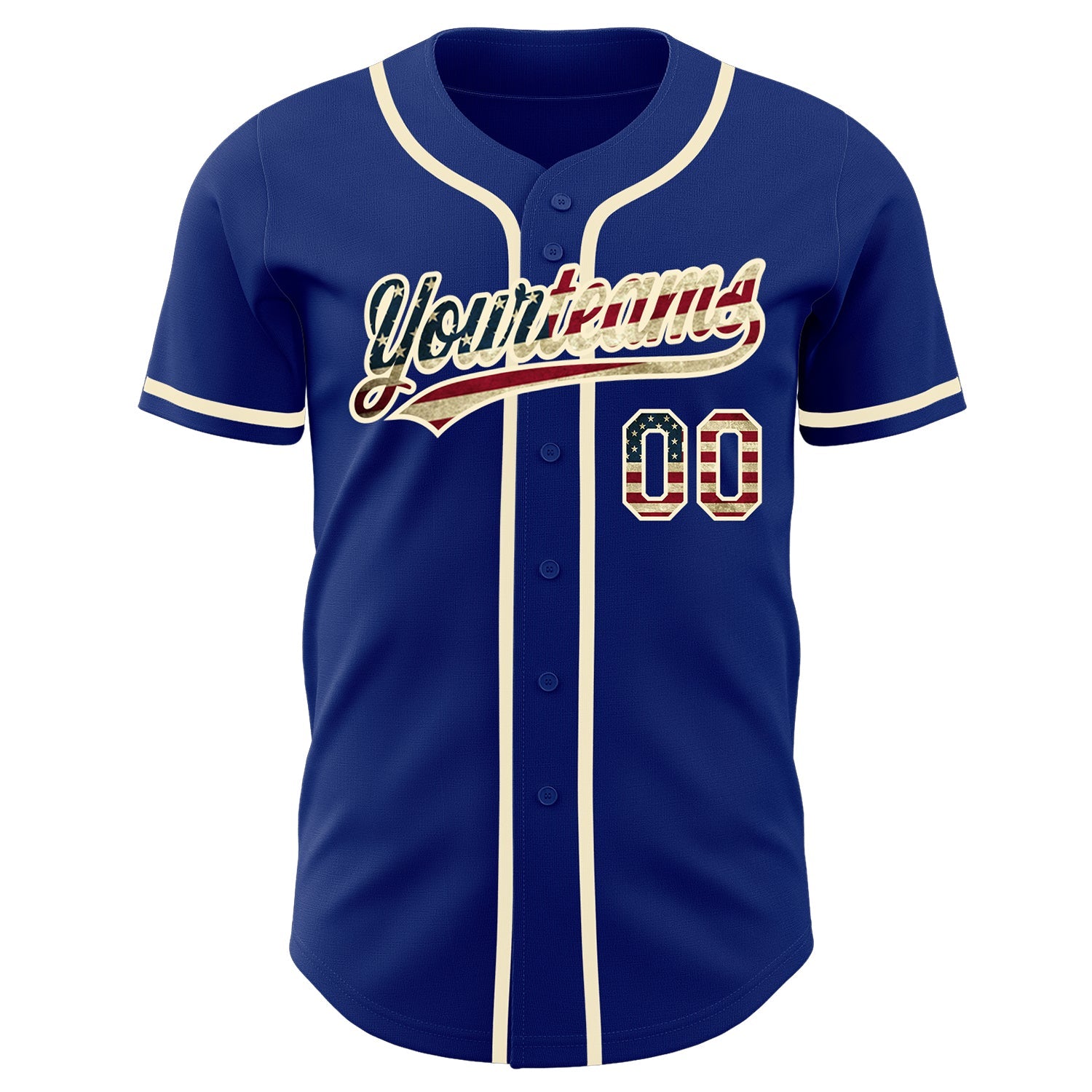 Custom Royal Vintage USA Flag-Cream Authentic Baseball Jersey - Sky-Custom