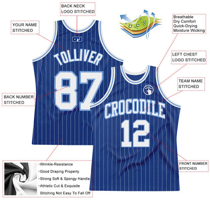 Custom Royal White Pinstripe White-Light Blue Authentic Basketball Jersey - Sky-Custom