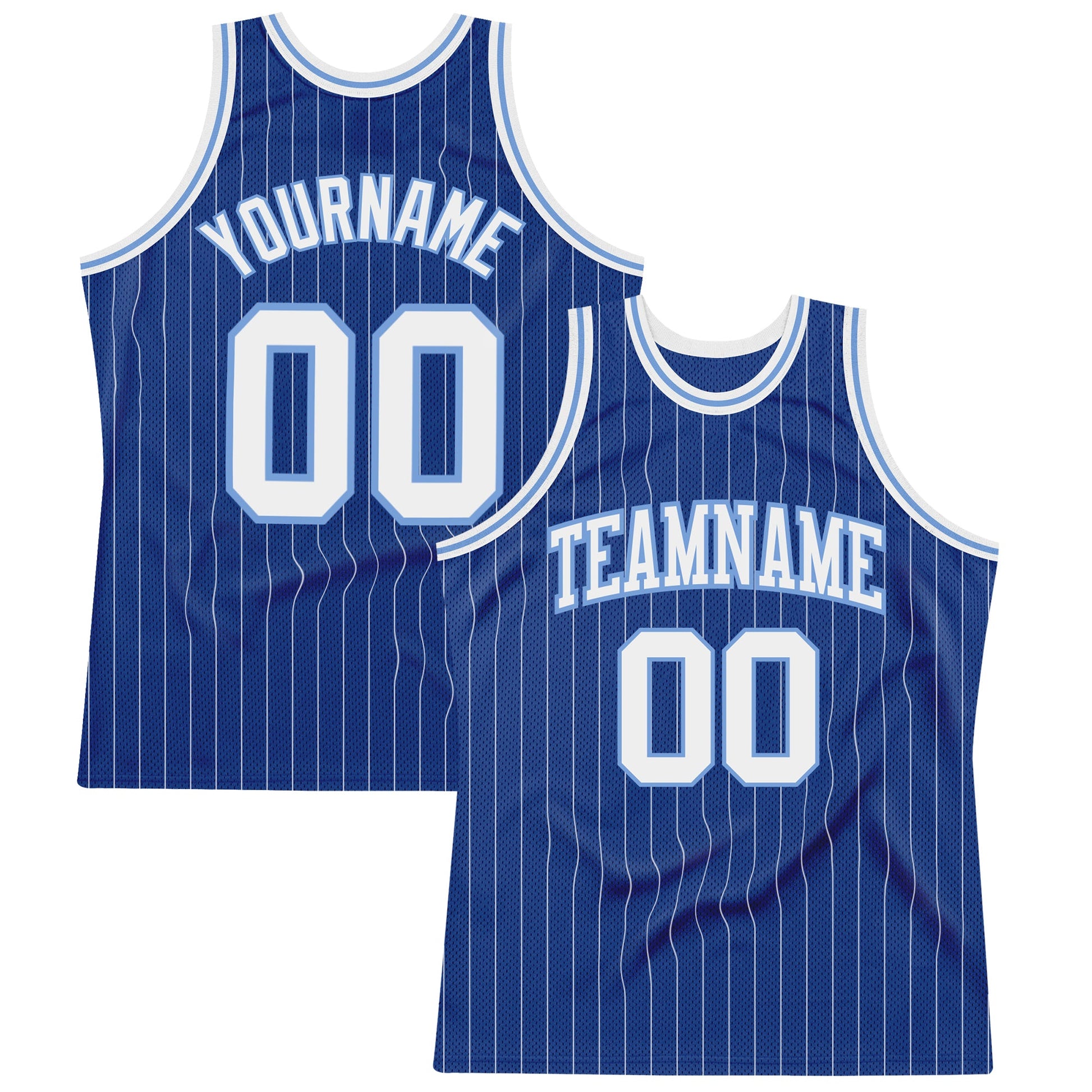 Custom Royal White Pinstripe White-Light Blue Authentic Basketball Jersey - Sky-Custom
