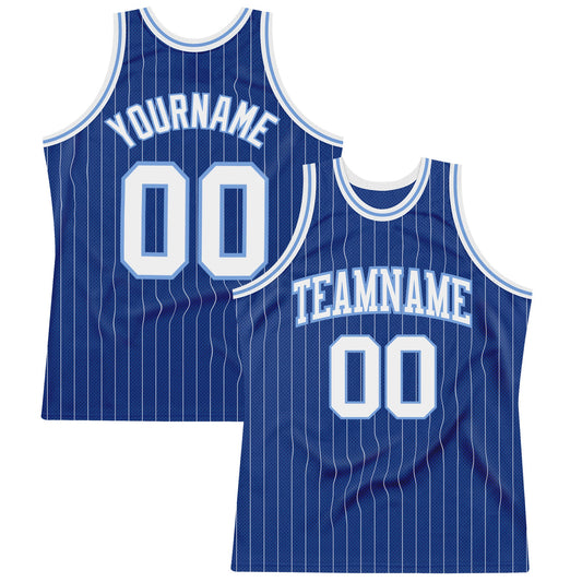 Custom Royal White Pinstripe White-Light Blue Authentic Basketball Jersey - Sky-Custom