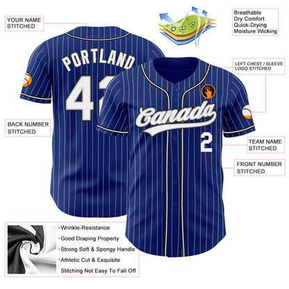 Custom Royal White Pinstripe White Gray-Black Authentic Baseball Jersey - Sky-Custom