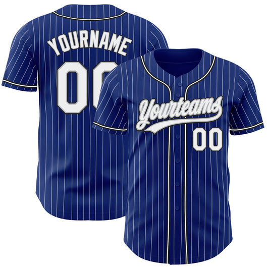 Custom Royal White Pinstripe White Gray-Black Authentic Baseball Jersey - Sky-Custom