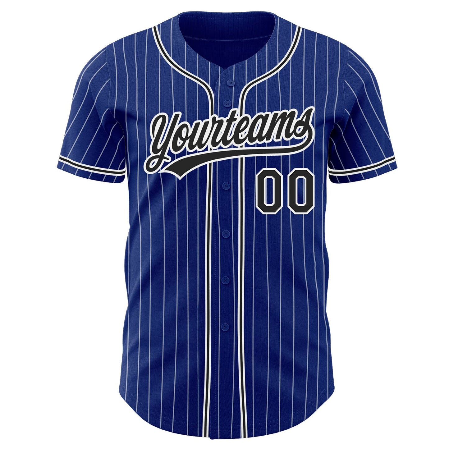 Custom Royal White Pinstripe Black Authentic Baseball Jersey - Sky-Custom