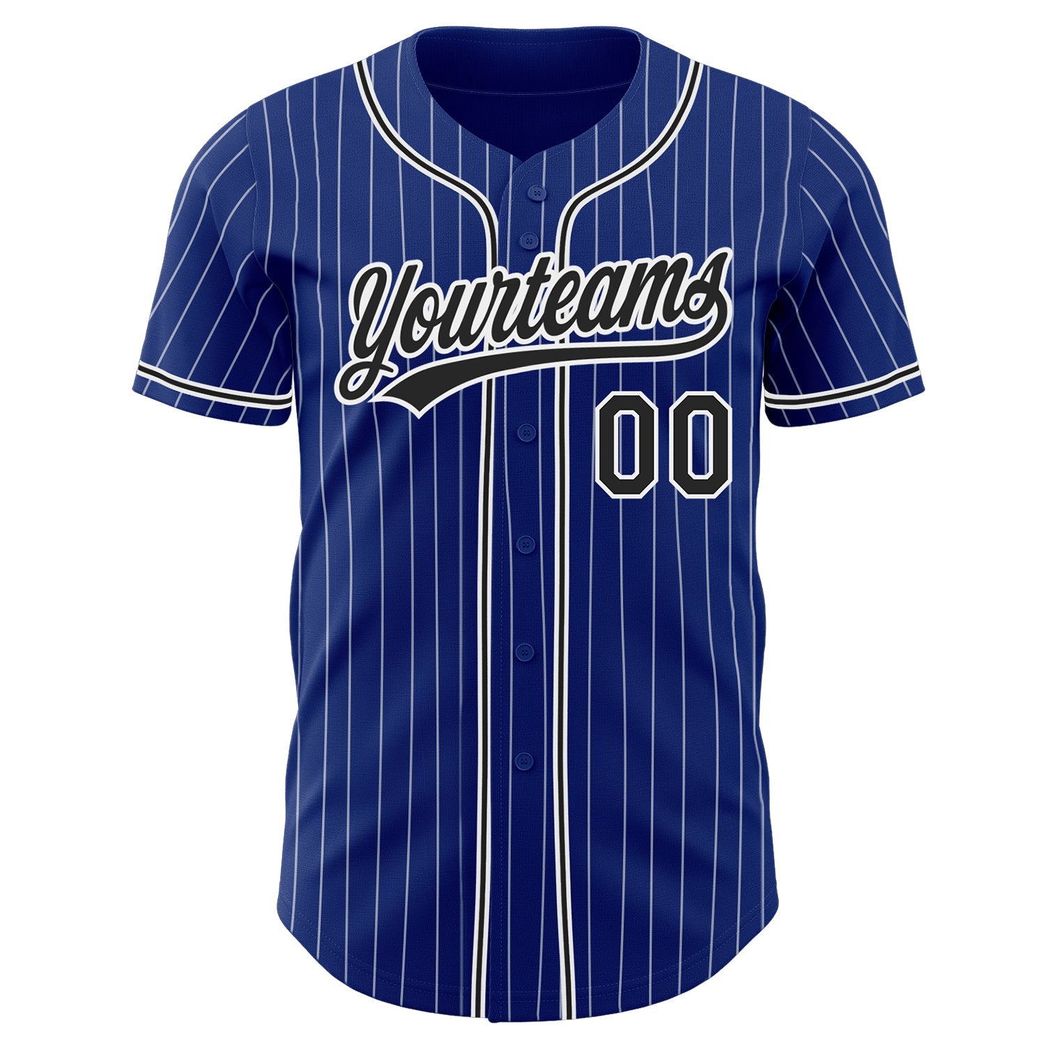 Custom Royal White Pinstripe Black Authentic Baseball Jersey - Sky-Custom