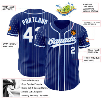 Custom Royal White Pinstripe White-Light Blue Authentic Baseball Jersey - Sky-Custom