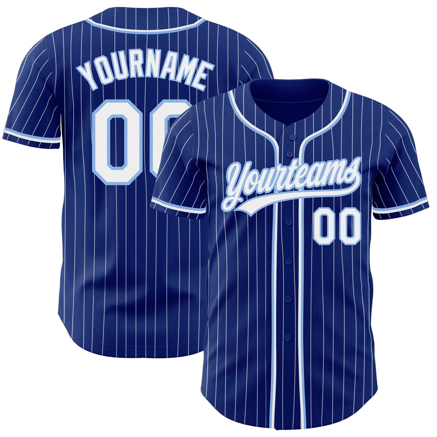 Custom Royal White Pinstripe White-Light Blue Authentic Baseball Jersey - Sky-Custom