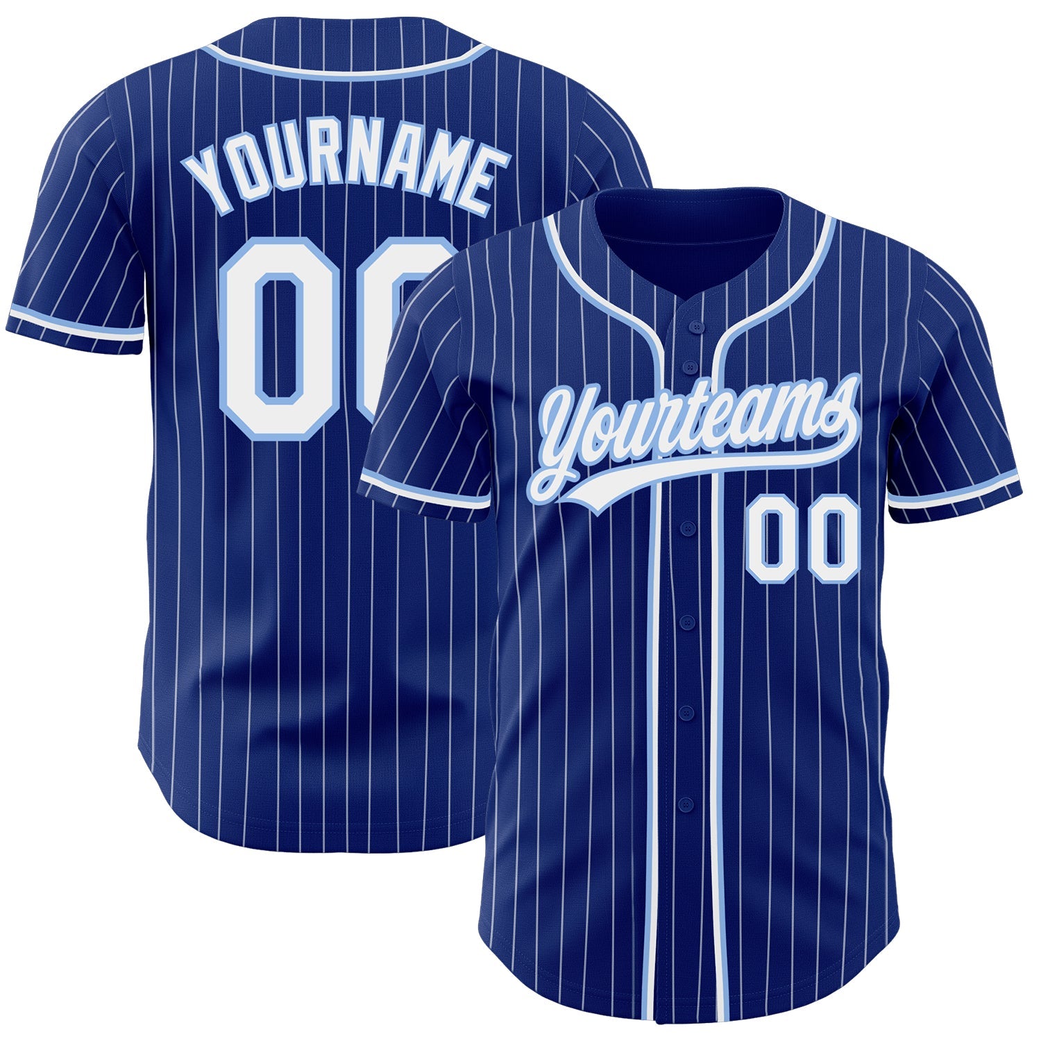 Custom Royal White Pinstripe White-Light Blue Authentic Baseball Jersey - Sky-Custom