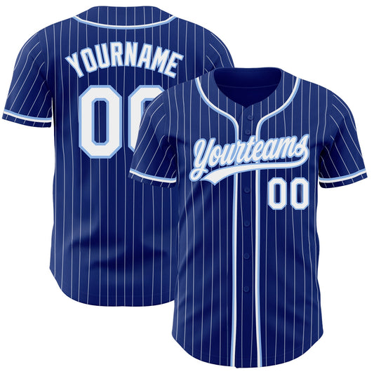 Custom Royal White Pinstripe White-Light Blue Authentic Baseball Jersey - Sky-Custom
