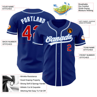 Custom Royal Red-Light Blue Authentic Baseball Jersey - Sky-Custom