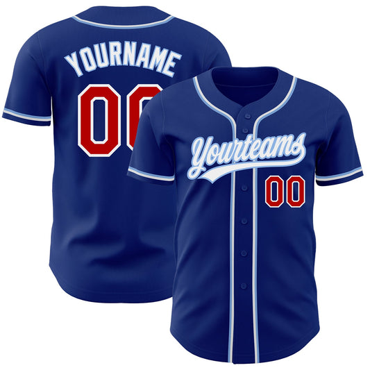 Custom Royal Red-Light Blue Authentic Baseball Jersey - Sky-Custom