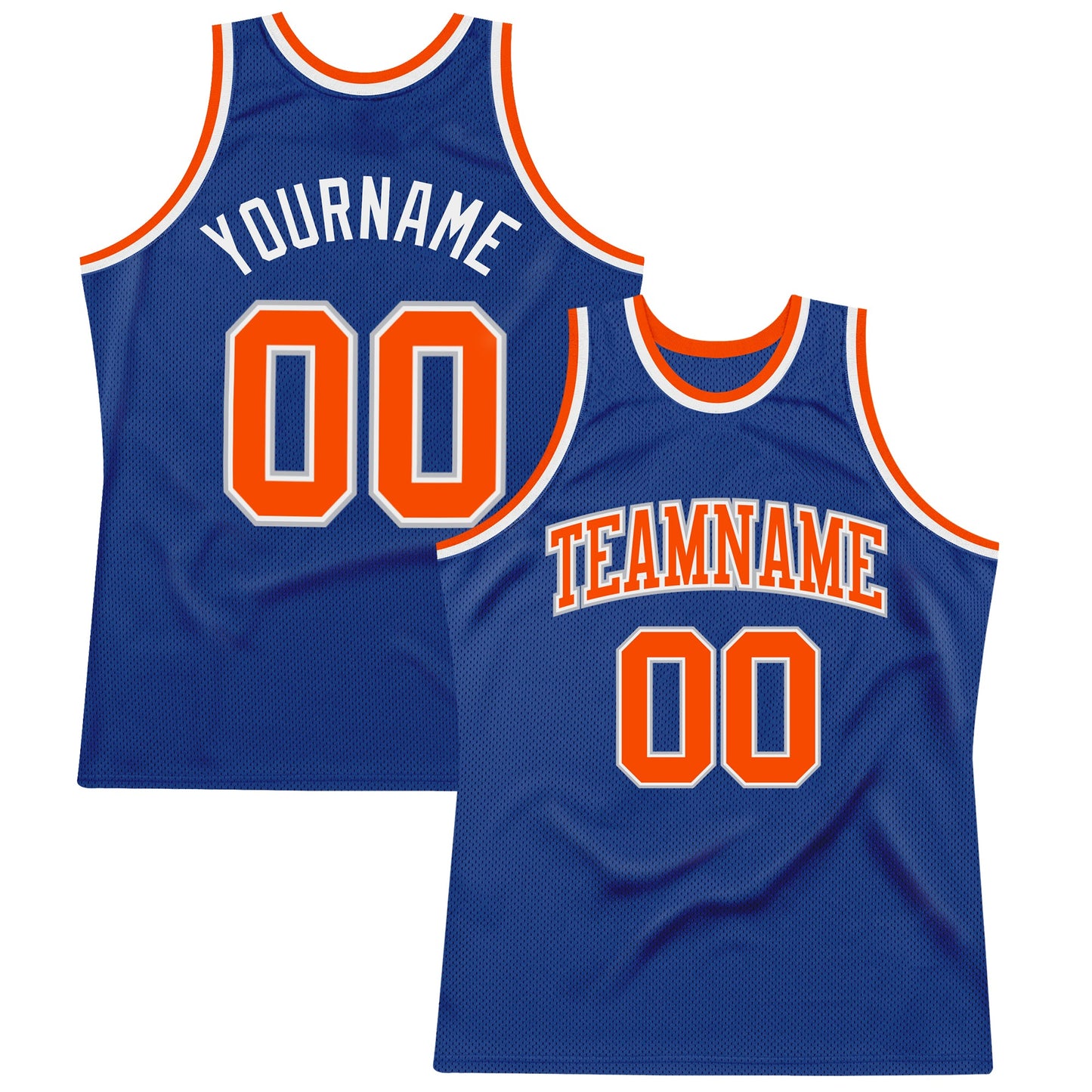 Custom Royal Orange-Gray Authentic Throwback Basketball Jersey - Sky-Custom