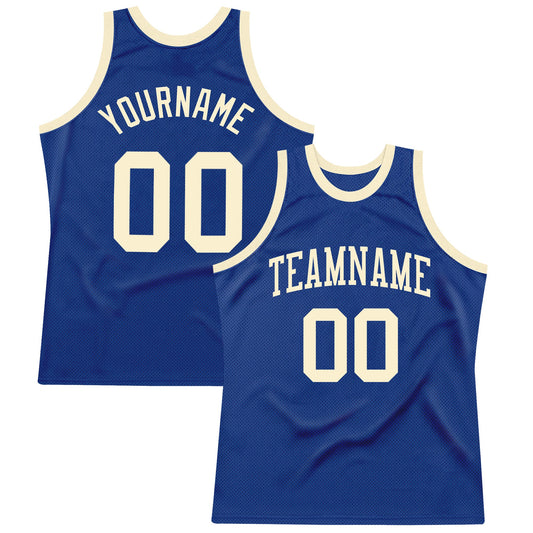 Custom Royal Cream Authentic Throwback Basketball Jersey - Sky-Custom