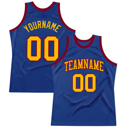 Custom Royal Gold-Maroon Authentic Throwback Basketball Jersey - Sky-Custom