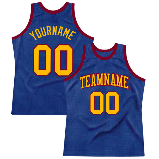 Custom Royal Gold-Maroon Authentic Throwback Basketball Jersey - Sky-Custom