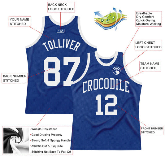 Custom Royal White Authentic Throwback Basketball Jersey - Sky-Custom
