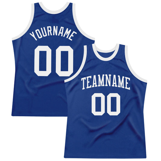Custom Royal White Authentic Throwback Basketball Jersey - Sky-Custom