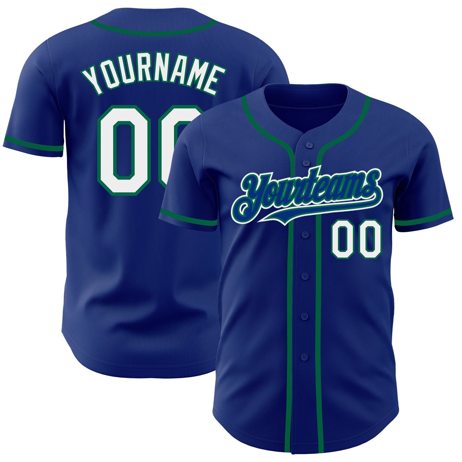 Custom Royal White-Kelly Green Authentic Baseball Jersey - Sky-Custom
