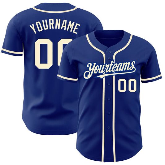 Custom Royal Cream Authentic Baseball Jersey - Sky-Custom