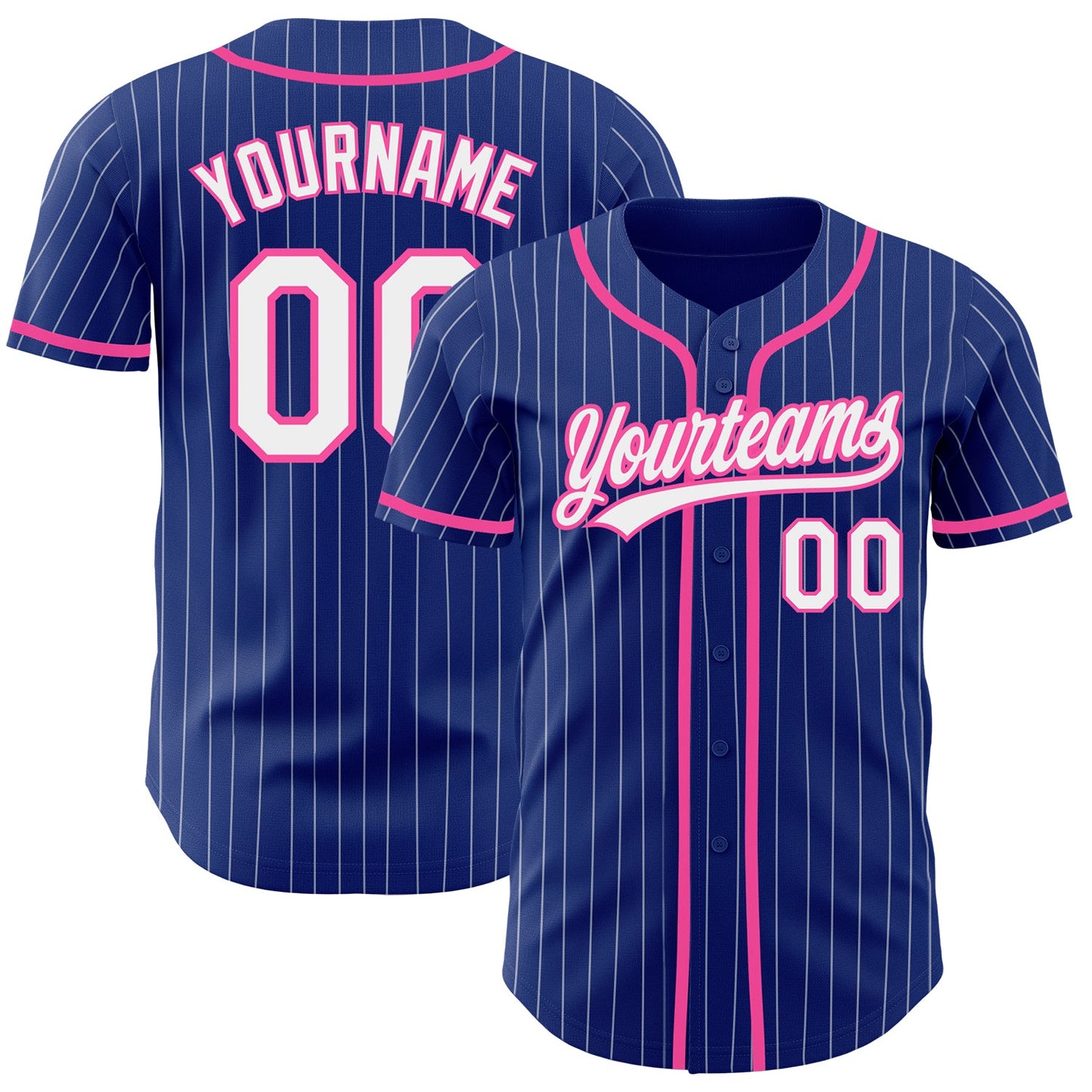 Custom Royal White Pinstripe Pink Authentic Baseball Jersey - Sky-Custom