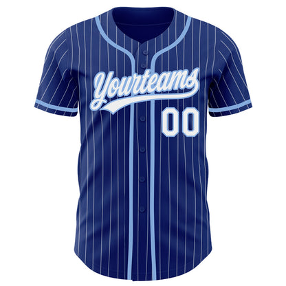 Custom Royal White Pinstripe Light Blue Authentic Baseball Jersey - Sky-Custom