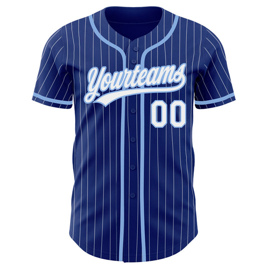Custom Royal White Pinstripe Light Blue Authentic Baseball Jersey - Sky-Custom