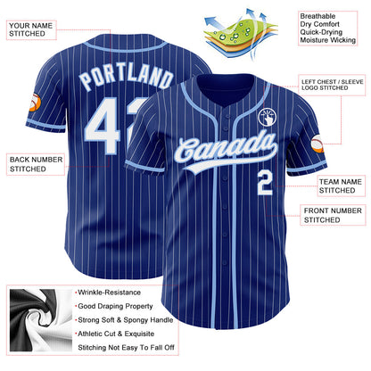 Custom Royal White Pinstripe Light Blue Authentic Baseball Jersey - Sky-Custom