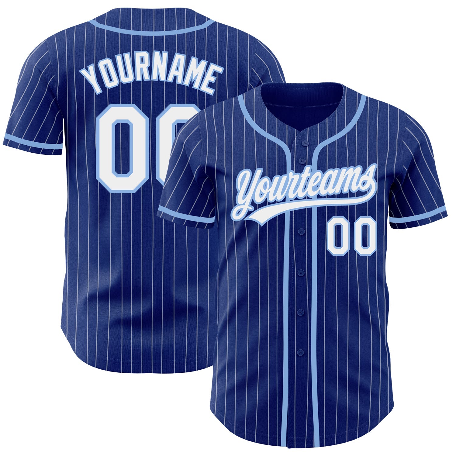 Custom Royal White Pinstripe Light Blue Authentic Baseball Jersey - Sky-Custom