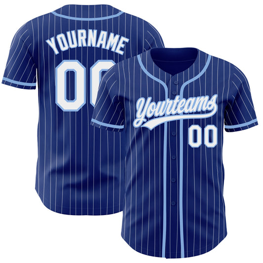 Custom Royal White Pinstripe Light Blue Authentic Baseball Jersey - Sky-Custom