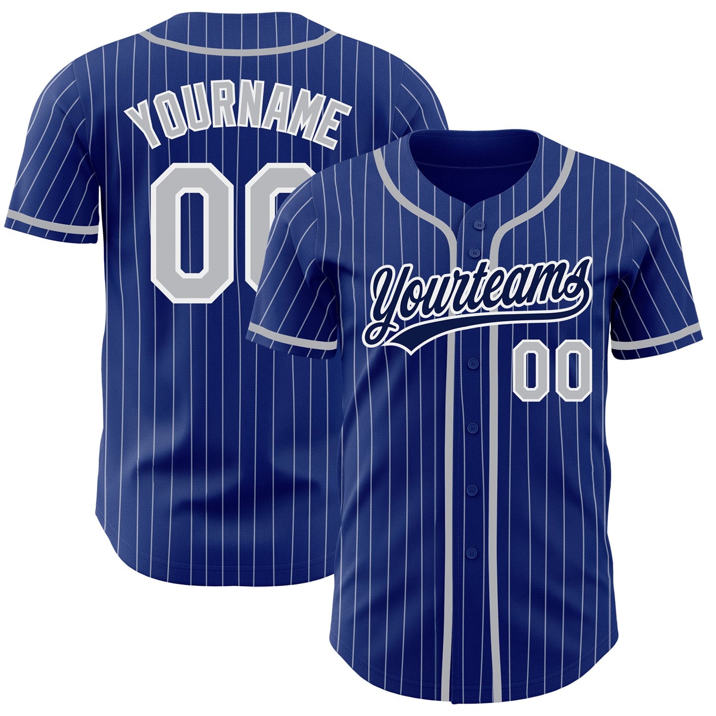 Custom Royal White Pinstripe Gray-Navy Authentic Baseball Jersey - Sky-Custom