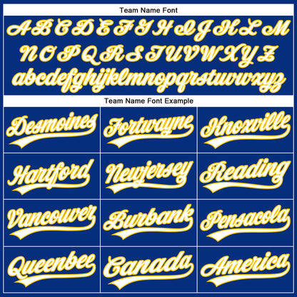 Custom Royal White Pinstripe Yellow Authentic Baseball Jersey - Sky-Custom