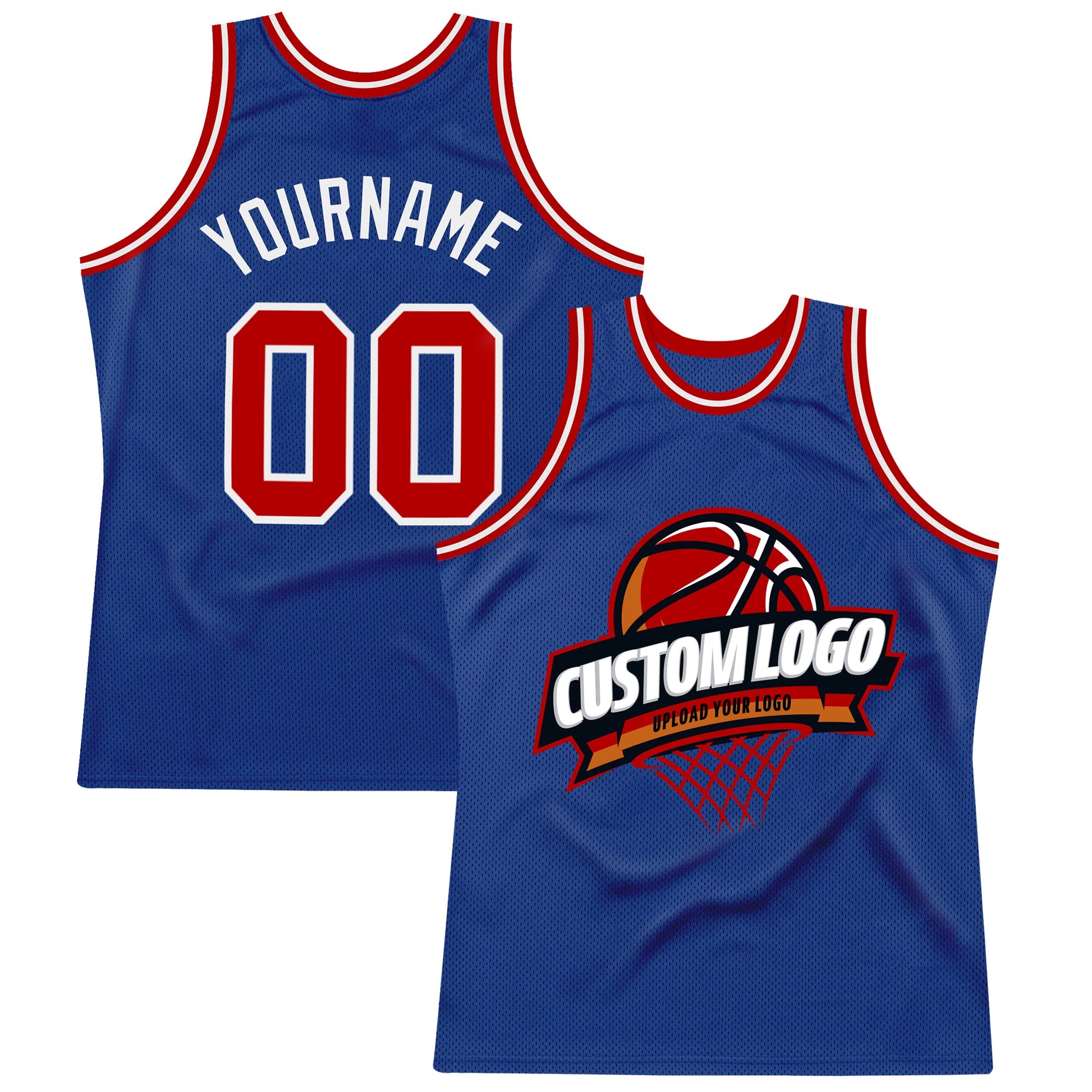 Custom Royal Red-White Authentic Throwback Basketball Jersey - Sky-Custom