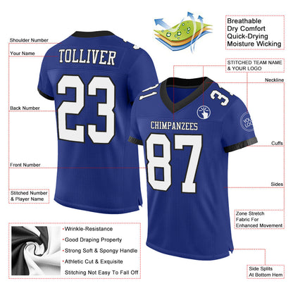 Custom Royal White-Balck Mesh Authentic Football Jersey - Sky-Custom