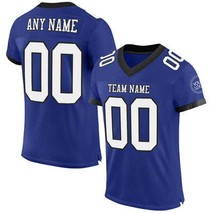 Custom Royal White-Balck Mesh Authentic Football Jersey - Sky-Custom