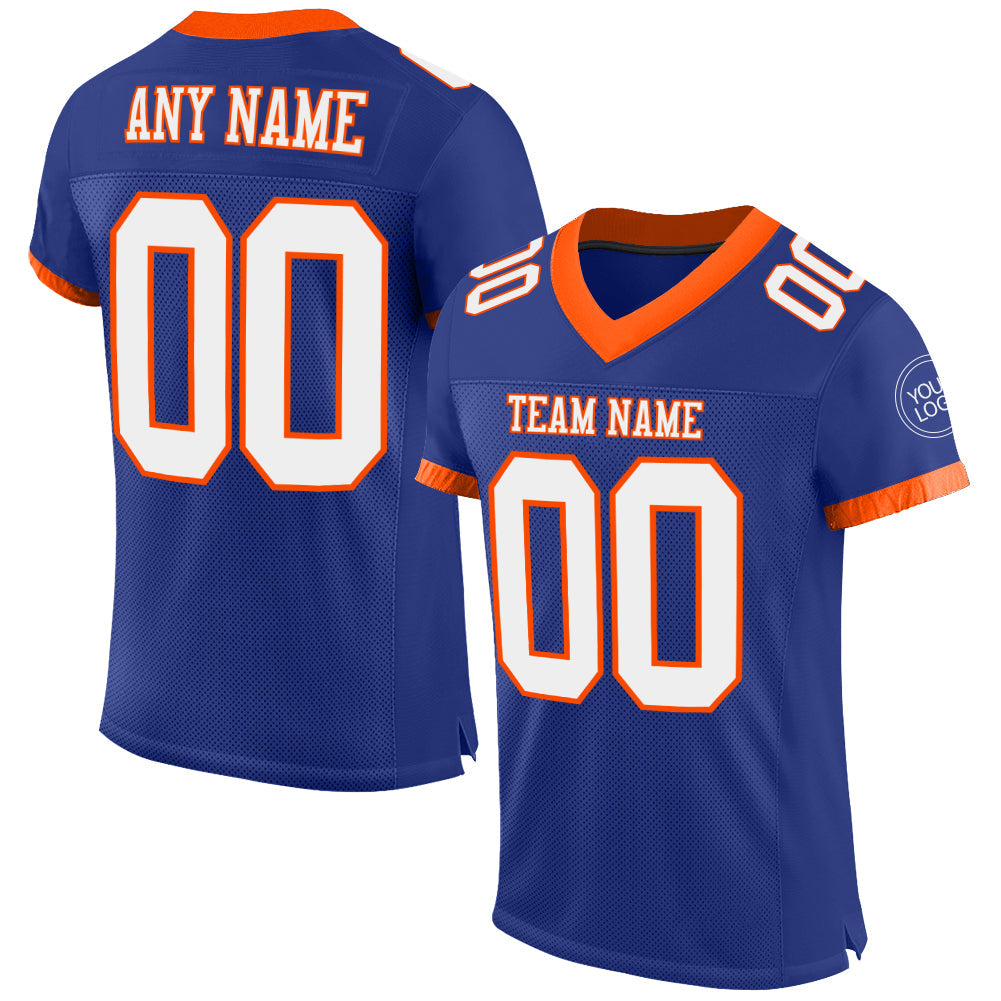 Custom Royal White-Orange Mesh Authentic Football Jersey - Sky-Custom