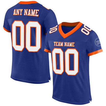 Custom Royal White-Orange Mesh Authentic Football Jersey - Sky-Custom