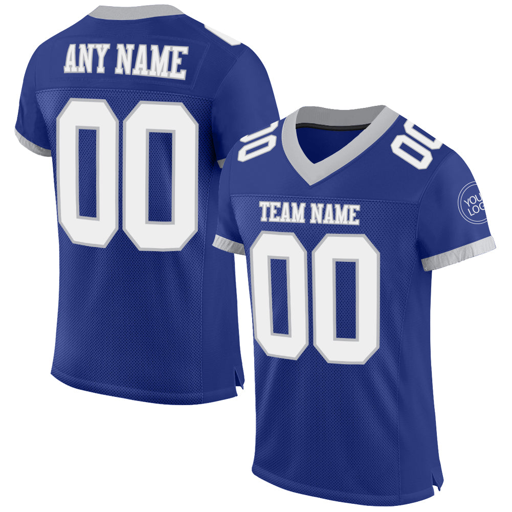 Custom Royal White-Gray Mesh Authentic Football Jersey - Sky-Custom