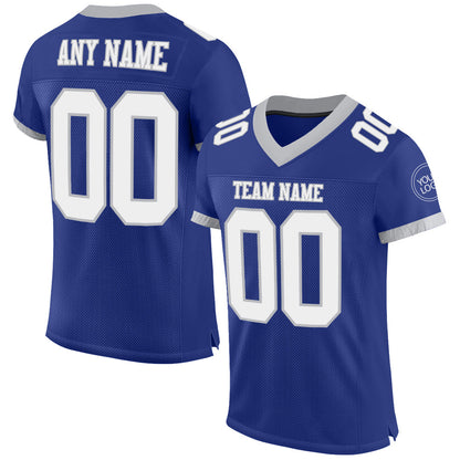 Custom Royal White-Gray Mesh Authentic Football Jersey - Sky-Custom