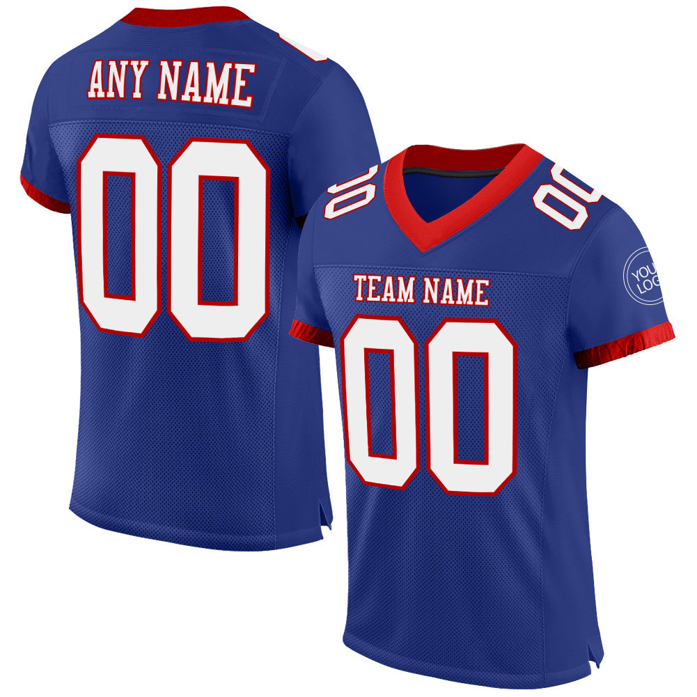 Custom Royal White-Red Mesh Authentic Football Jersey - Sky-Custom