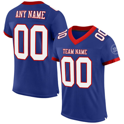 Custom Royal White-Red Mesh Authentic Football Jersey - Sky-Custom