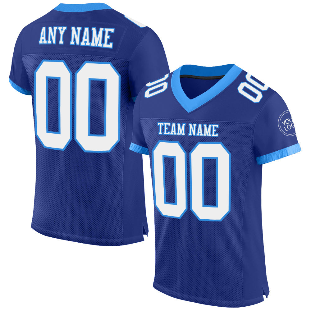 Custom Royal White-Powder Blue Mesh Authentic Football Jersey - Sky-Custom