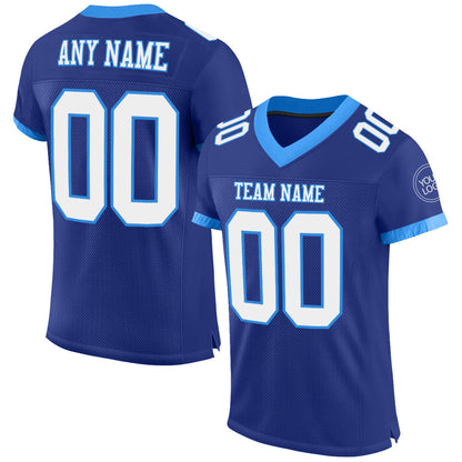 Custom Royal White-Powder Blue Mesh Authentic Football Jersey - Sky-Custom