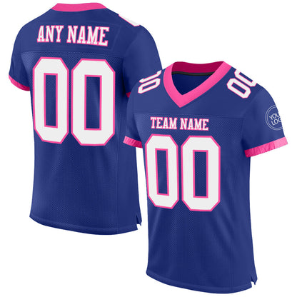 Custom Royal White-Pink Mesh Authentic Football Jersey - Sky-Custom