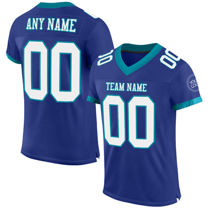 Custom Royal White-Teal Mesh Authentic Football Jersey - Sky-Custom