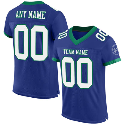 Custom Royal White-Kelly Green Mesh Authentic Football Jersey - Sky-Custom